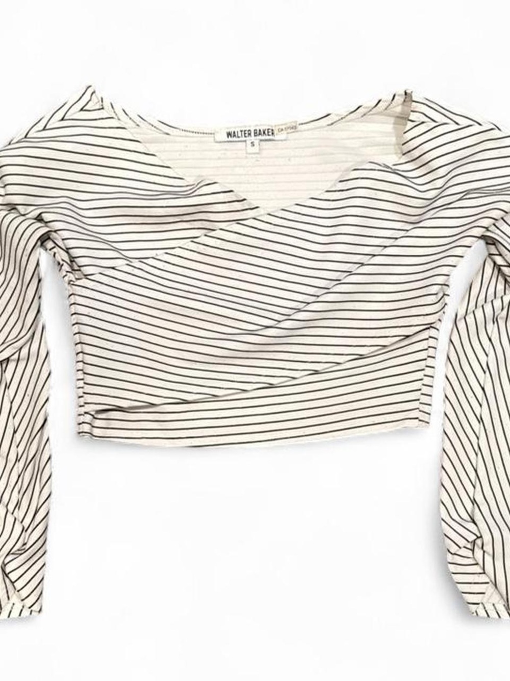 Walter Baker Wrap Front Striped Crop Top